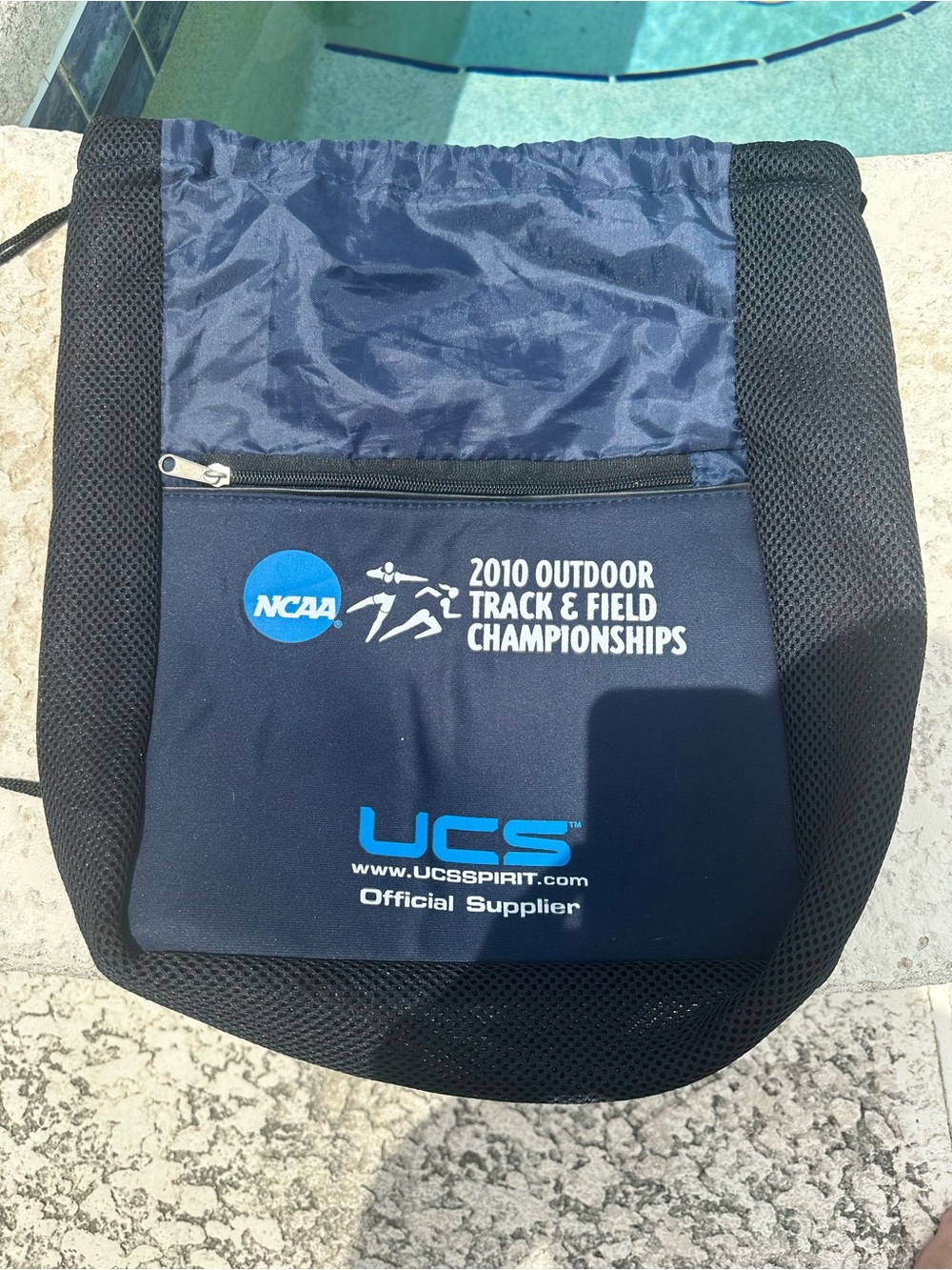 Navy Blue Drawstring Gym Bag - NCAA 2010 Track & Field Shoe Bag